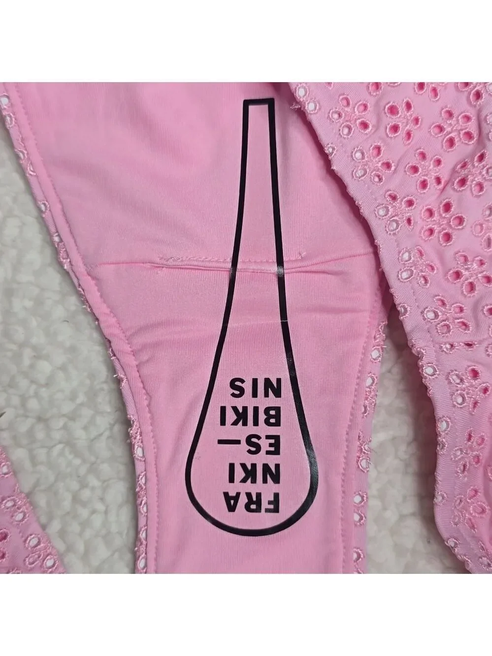 Frankies Bikinis Pink Eyelet High Cut Bikini Bottom Size XXL